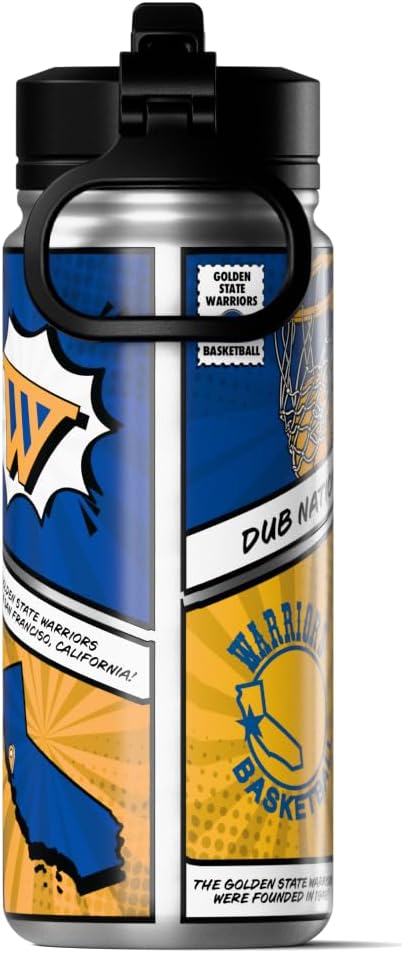 Hydrapeak x NBA Golden State Warriors 20 oz Stainless Steel Water Bottle, Officially Licensed Double Wall Insulated Sports Bottle with Straw Lid, Reusable Leakproof Gift for Kids & Adults
