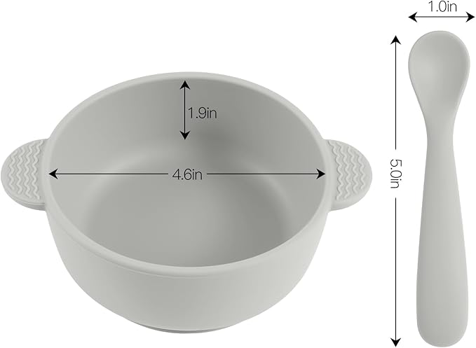 Eascrozn Silicone Baby Feeding Set, 3 Pack Baby Bowls with Suction and 3 Pack Baby Spoons for Babies Toddlers Kids, BPA Free, Baby Utensils Feeding Supplies, Microwave and Dishwasher Safe