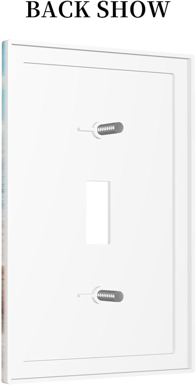 Beach Coastal Seashore Sea Starfish Shell Sand Decorative Light Switch Cover 1 Gang Single Toggle Device Electrical Faceplate Switchplates Decorator Outlet Wall Plate for Bathroom Home Decor