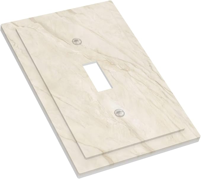 White Taupe Marble Abstract Luxury Decorative Light Switch Cover 1 Gang Single Toggle Device Electrical Faceplate Switchplates Decorator Outlet Wall Plate for Bathroom Kitchen Home Decor