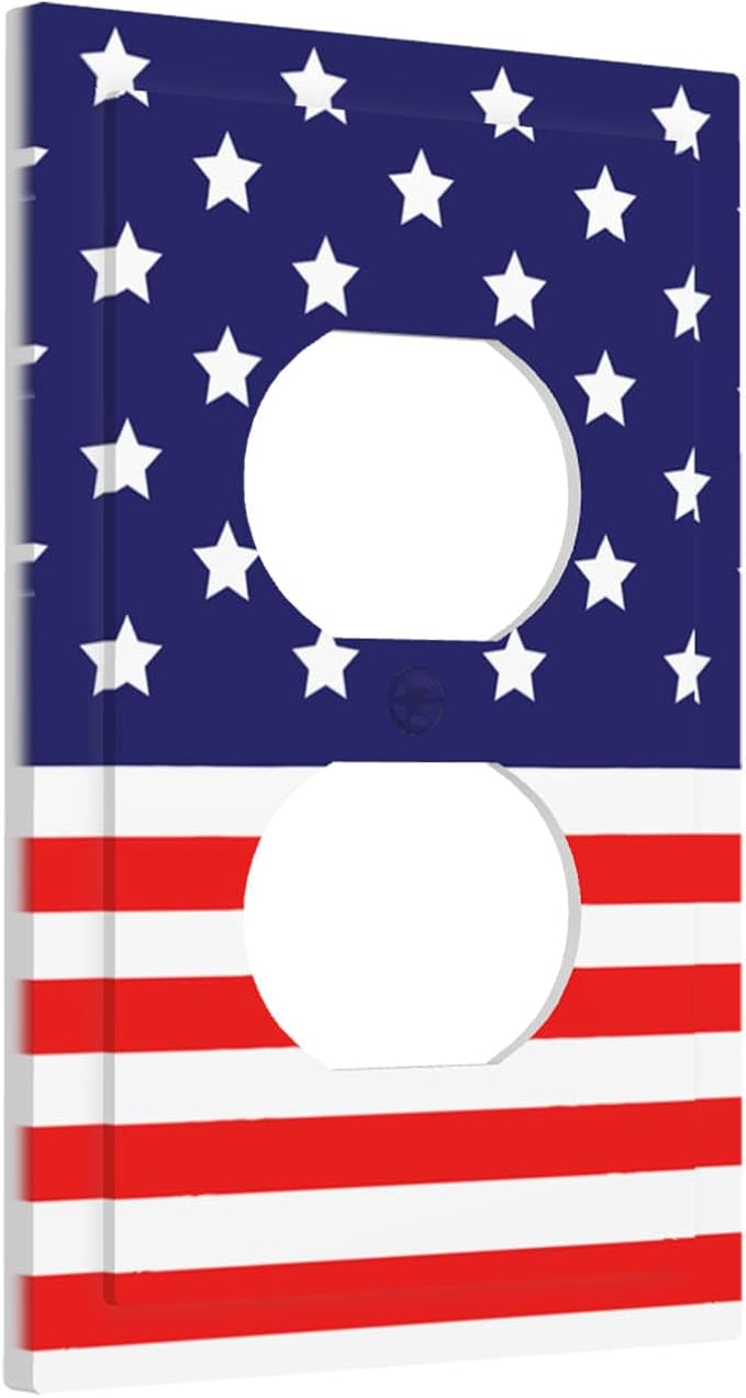 American Flag Duplex Wall Plate - 1-Gang Standard US Size Patriotic Stars & Stripes Outlet Covers, 4th of July USA Pride for Holiday Decor