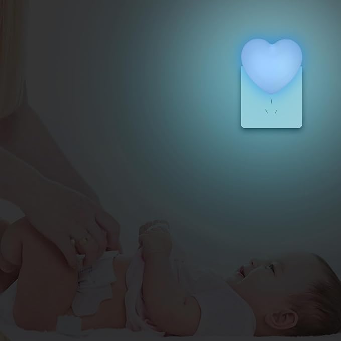 INZU Cute Night Light, Heart Night Light for Kids, LED Nightlight with Auto Dusk to Dawn Sensor, Nightlight Plug into Wall with Soft Warm Light for Bedroom, Nursery, Bathroom, Hallway (Blue)