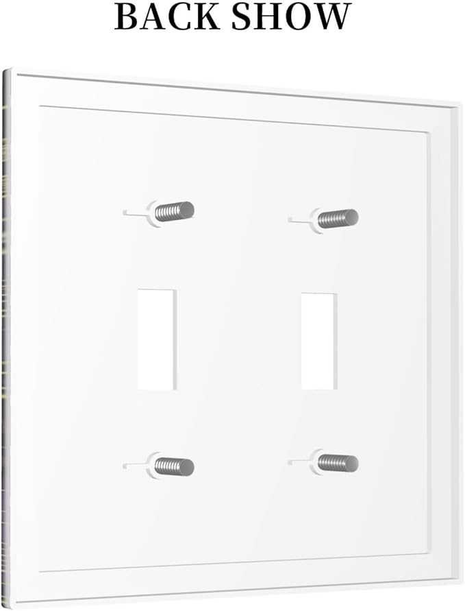 Modern Boho Vintage Gold Purple Dark Floral Modern Abstract Flowers Decorative Switch Plates 2 Gang Double Toggle Wall Plate Electrical Faceplate Outlet Light Switch Cover for Bedroom Living Room