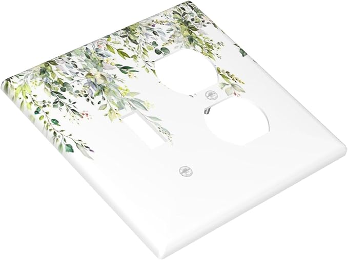 Wallplates Green Eucalyptus Leaves Floral Wildflower 1 Toggle 1 Duplex Switch Plate Electrical Gfci Faceplate Decorative Light Switch Covers For Bed Room Living Room Decor