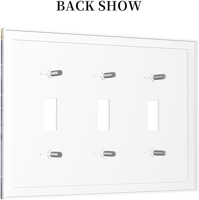 Decorative Light Switch Plate Covers Modernity Abstract Purple Golden Marble 3 Gang Wall Plate Switch Cover Plate Triple Toggle Jumbo Electrical Faceplate for Bathroom Kitchen Decor