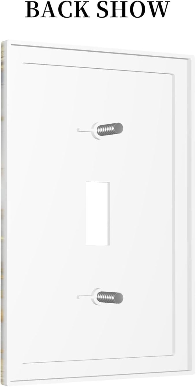 Luxurious White Gold Marble Patterns Abstract Decorative Light Switch Cover 1 Gang Single Toggle Device Electrical Faceplate Switchplates Decorator Outlet Wall Plate for Bathroom Kitchen Decor