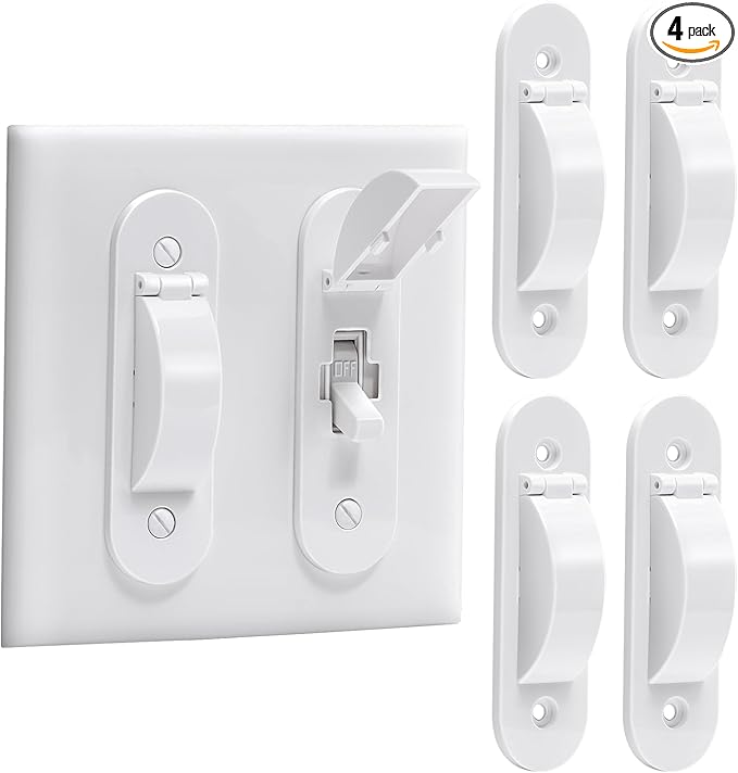 Wall Switch Guard, Child Proof Light Switch Cover Guard | Toggle Style | Light Switch Protection | Keep Toggle Switch in On or Off Position | 4 Pack, White