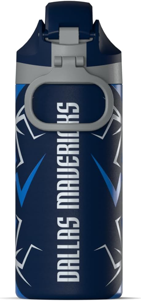 Hydrapeak x NBA Officially Licensed Dallas Mavericks Oasis 20 oz Insulated Kids Water Bottle, Stainless Steel Water Bottle Kids with Chug Lid, Push Button