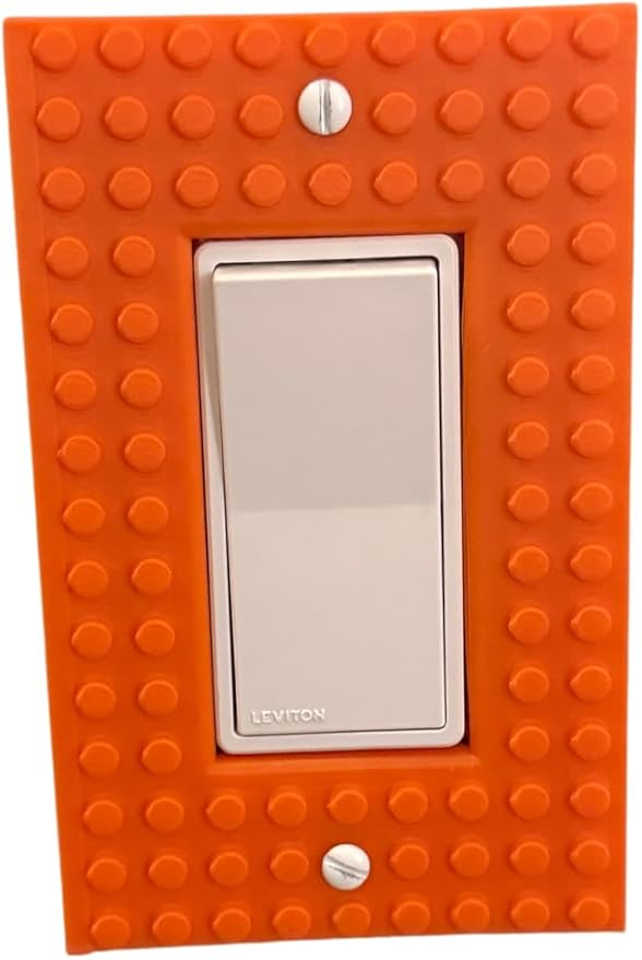 Brick Wall Plate, Rocker Toggle Light Switch Cover for Kids Bedroom, Game Room, 1-Gang (Orange)