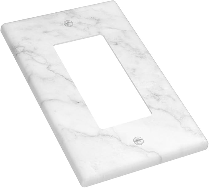 Faux White Marble Printed Single Gang Rocker Light Switch Cover Plates Decorative Outlet Covers, 1 Gang Rocker Wall Plate