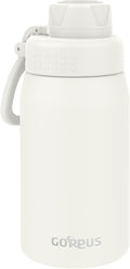 GOPPUS 15oz Kids Water Bottle with Spout Lid, Toddler Water Bottle, Stainless Steel Insulated Water Bottle, Leakproof, BPA Free, Suitable for Boys and Girls for School（Warm White）