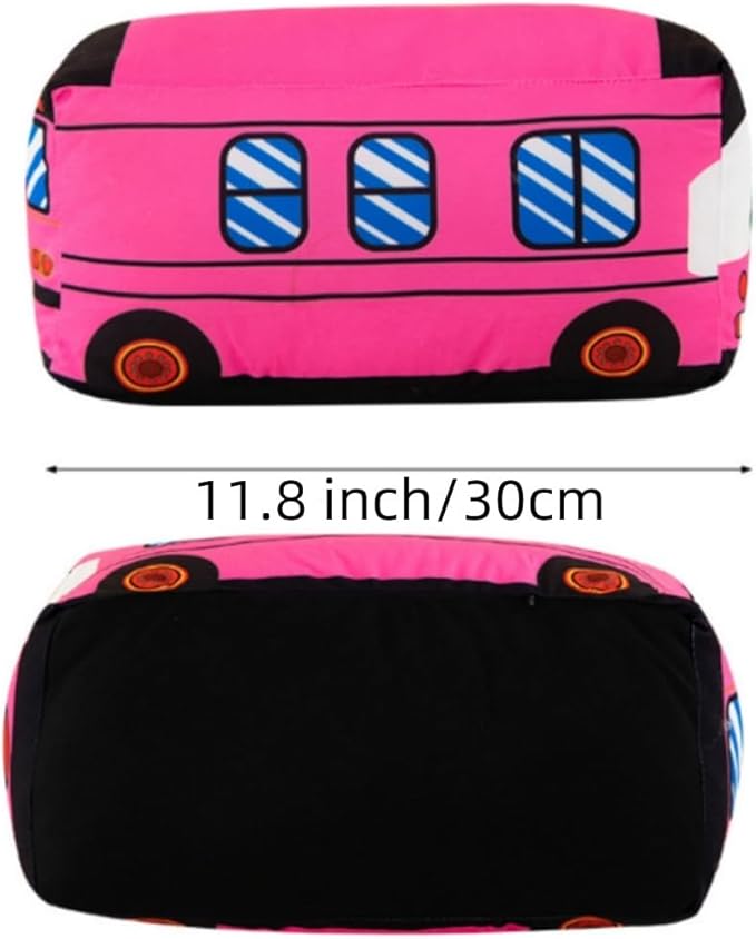 OUKEYI 11.8 Inch/30cm Car Plush Toy Simulation Bus Cute Cartoon Pillow Filling Car Plush Pillow Toy Gift Children's Birthday Party Gift (Pink)