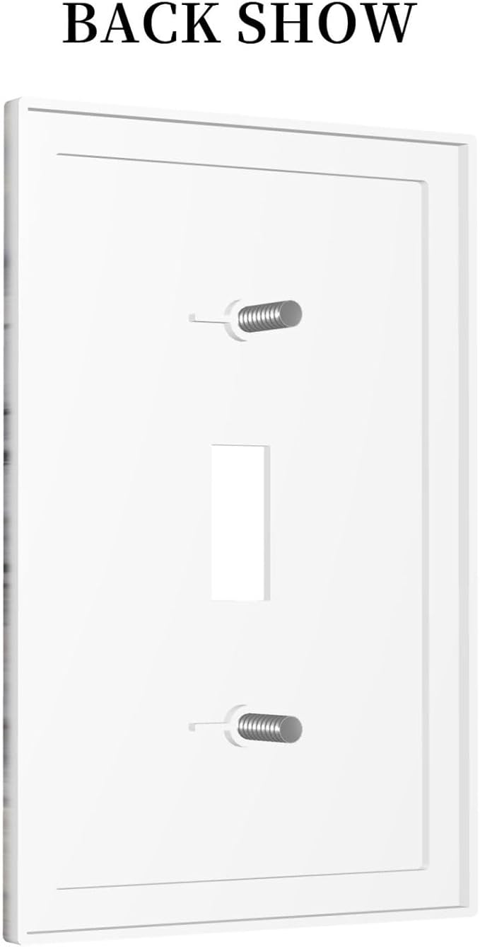 Grey And White Marble Abstract Art Print Decorative Light Switch Cover 1 Gang Single Toggle Device Electrical Faceplate Switchplates Decorator Outlet Wall Plate for Bathroom Kitchen Decor