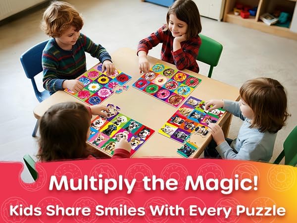 SYNARRY 100 Piece Puzzles for Kids Ages 4-6 6-8, Wooden 100 Piece Puzzle, 4 5 6 7 8 Year Old Puzzles for Kids Ages 4-8, Cat Dog Flower Donut Jigsaw Puzzle Easter Gifts for 3+ Years Old Boys Girls