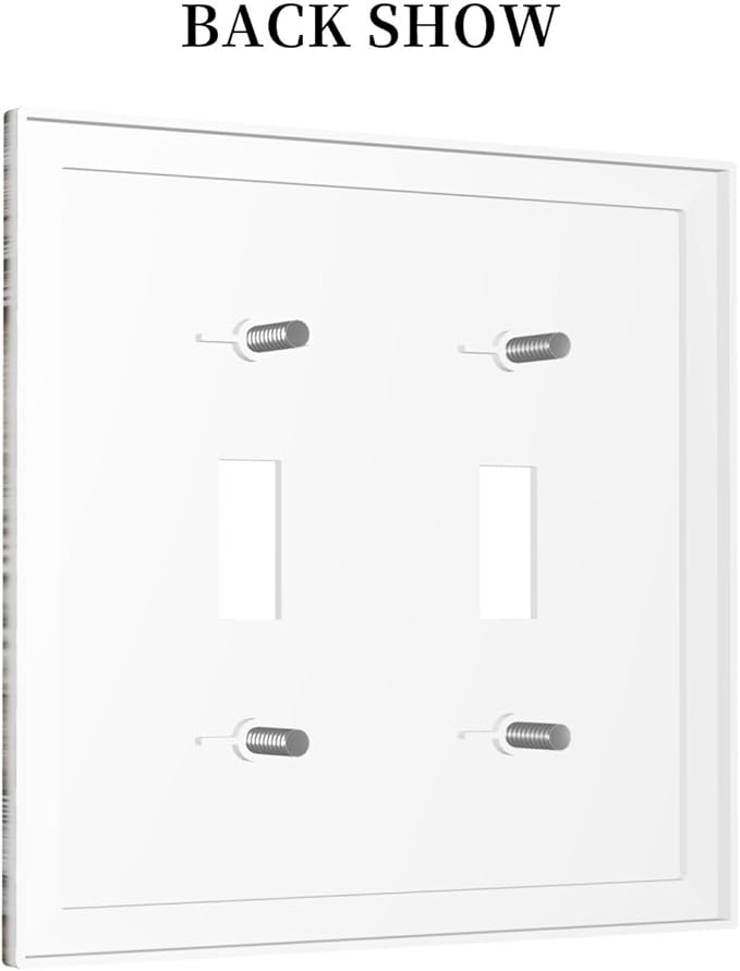 Rustic Western Texas Star Barn Door Double Toggle Light Switch Cover Decorative Vintage Wood 2 Gang Wall Plate Electrical Faceplate Switchplate for Farmhouse Bathroom Home Living Room Decor