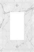 Decorative Outlet Covers White Grey Abstract Modern Marble 1 Gang Single Rocker Light Switch Cover Plate Wall Plates GFCI Faceplate for Bathroom Kitchen Decor