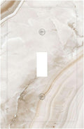 Decorative Light Switch Cover Beige Marble Pattern 1 Gang Single Toggle Decorator Outlet Wall Plate Device Electrical Faceplate Switchplates for living Room Bedroom Decor