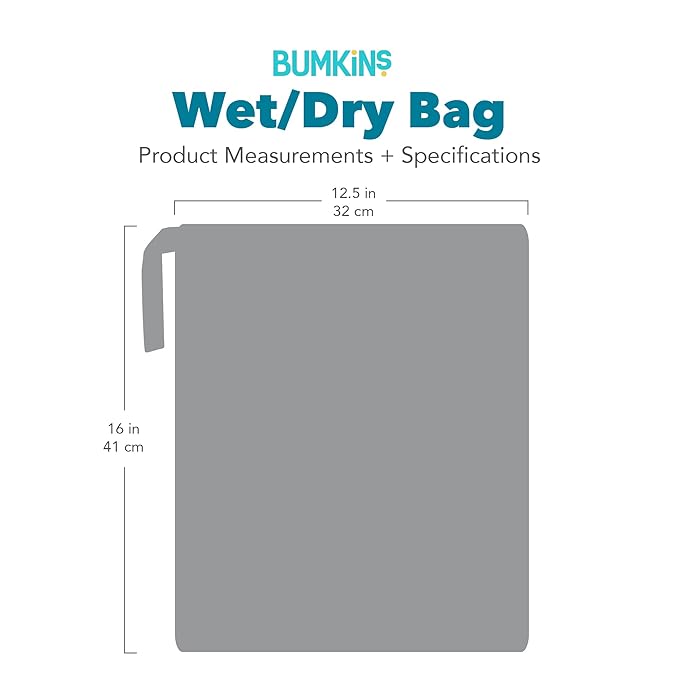 Bumkins Waterproof Wet Dry Bag for Baby, Travel, Swim Suit, Cloth Diapers, Pump Parts, Pool, Beach, Gym Clothes, Toiletry, Hook to Stroller, Daycare, Zipper Reusable Wetdry Packing Pouch, Be Kind