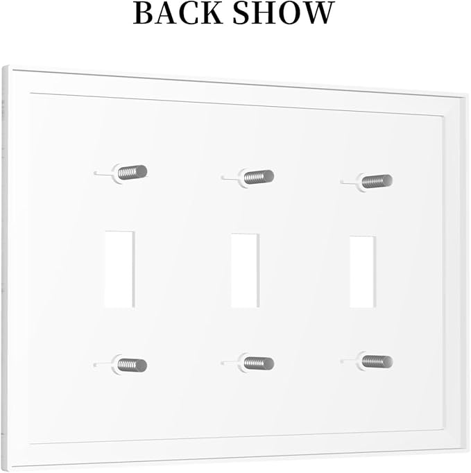 Decorative Switch Plates White Grey Abstract Modern Marble 3 Gang Wall Plate Triple Toggle Light Switch Cover Faceplate Electrical Wall Panels for Bathroom Kitchen Decor