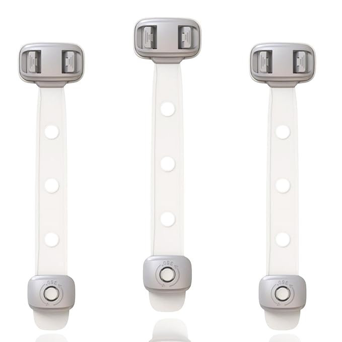 Baby Proofing Child Safety Locks(3 PCS) - Cabinet Locks for Babies,Adhesive Cabinet Latches, Multi-Purpose for Fridge Drawers,Ovens Toilet Seats,Trash Can, No Drilling (3 Count)