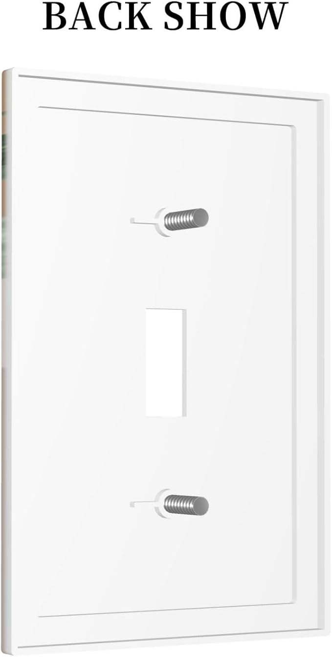 Mid Century Bohemian Modern Abstract Minimalist Boho Neutral Art Vintage Leaves Arch 1-Gang Outlet Light Switch Plate Decorative Single Toggle Face Wall Plate Electrical Receptacle Cover Large Size