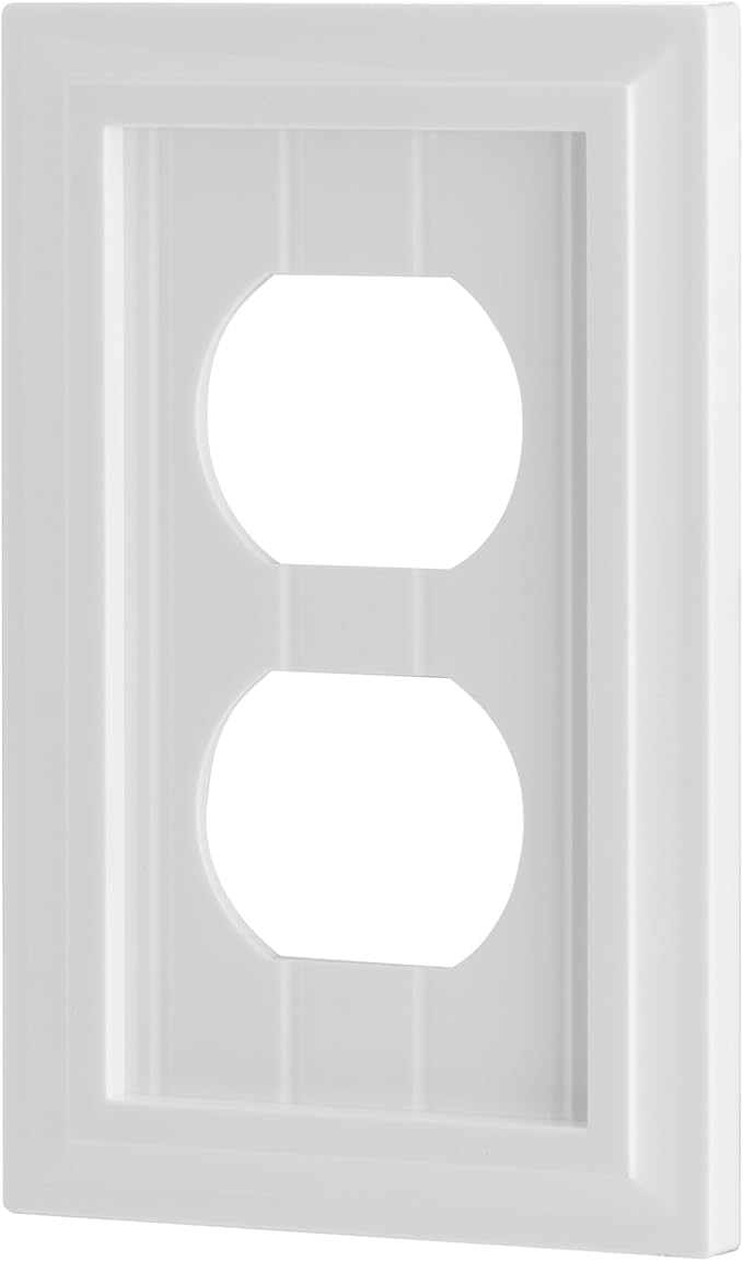 UltraPro Screwless Duplex Receptacle Wallplate, 1-Gang – Modern Snap-On Cover, Child-Safe, Durable Polycarbonate, Easy DIY Installation, White Coastal, 85750