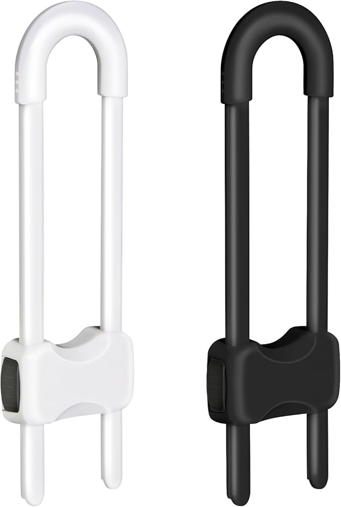 Baby Proofing Cabinets,Cabinet Locks for Babies,2 Pack U-Shaped Child Locks for Cabinets, Child Proof Cabinet Latches,Child Safety Cabinet Locks with Adjustable by SPISPI (1 White,1 Black)