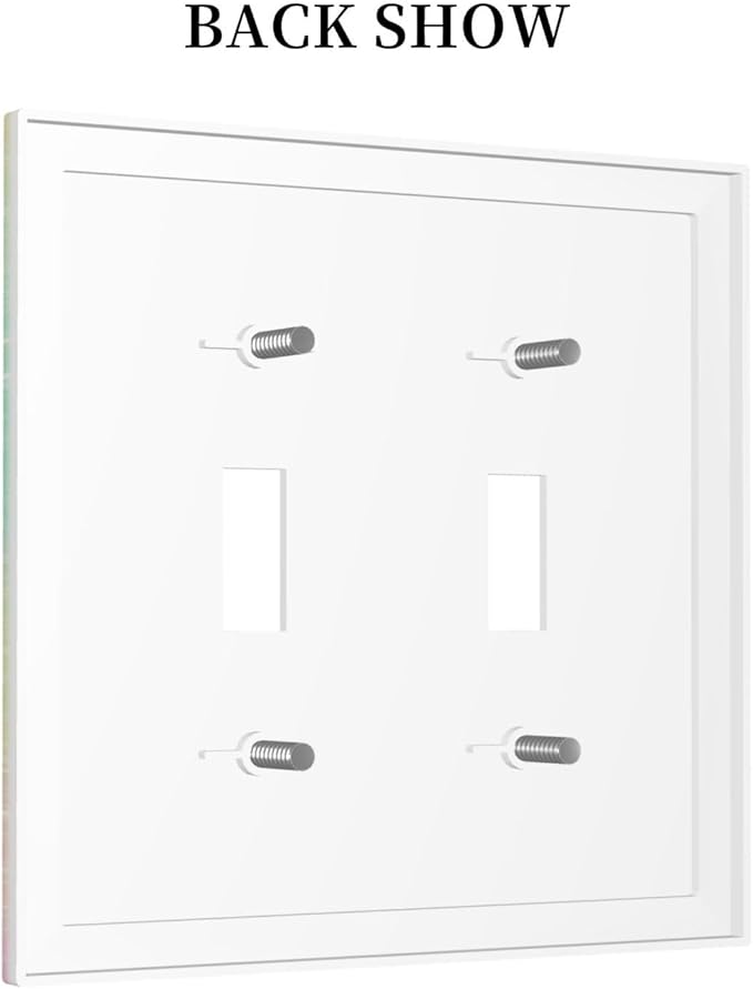 Decorative Light Switch Plate Covers Rainbow Shiny Gradient Colors 2 Gang Wall Plate Double Toggle Switch Cover Plate Electric Dual Device Electrical Faceplate for Kids Room Nursery Decor