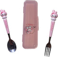 Stainless Steel Cutlery Tableware Flatware Silverware 3 Piece Set Portable Reusable Travel Cute Kawaii Anime Cartoon Dog Bunny for Boys and Girls (Pink Melody)