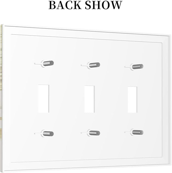 Mid Century Boho Gold Sun Abstract Sunrise Decorative Switch Plates 3 Gang Wall Plate Triple Toggle Light Switch Cover Faceplate Electrical Wall Panels for Kids Room Home Decor