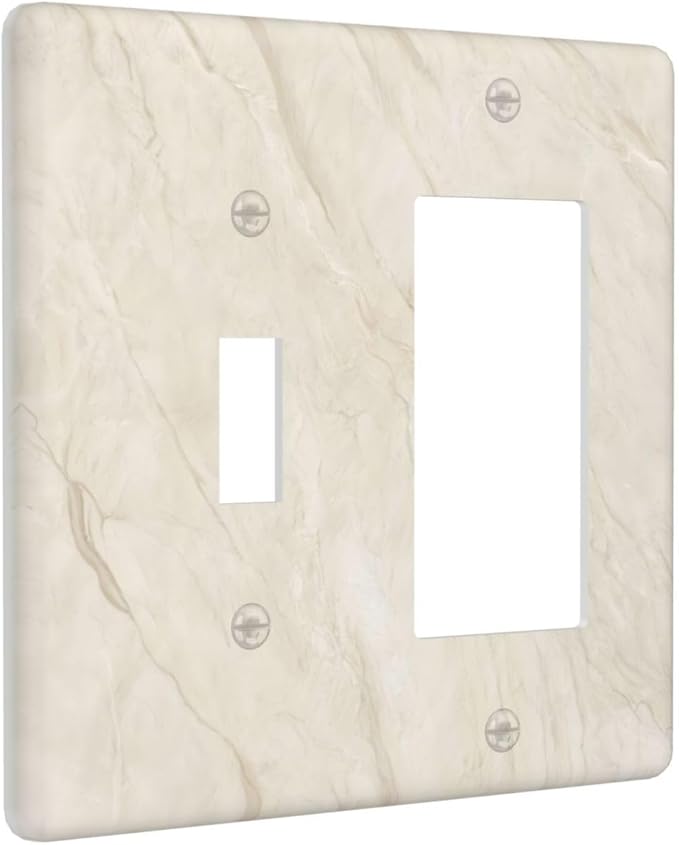 White Taupe Marble Abstract Luxury Outlet Covers 1 Toggle 1 Rocker Combination Decorative Wall Plate Electrical Switch Plates Light Switch Cover Plate for Bathroom Kitchen Home Decor