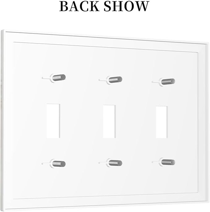 Decorative Switch Plates Beige Marble Pattern 3 Gang Wall Plate Faceplate Triple Toggle Light Switch Cover Electrical Wall Panels for living Room Bedroom Decor