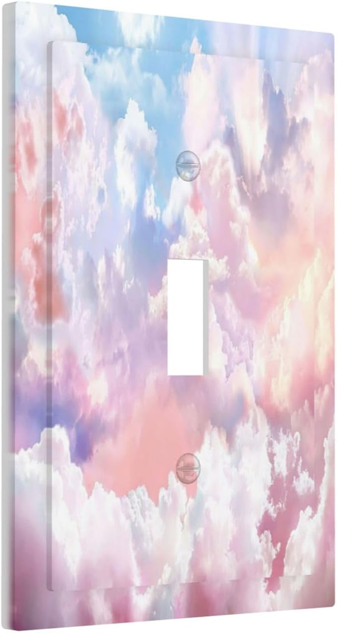 Colorful Abstract Clouds Light Switch Plate Cover 1 Gang Single Toggle Wall Plates Art Decorative Switchplate Outlet Covers Electrical Faceplate for Bedroom Bathroom Kitchen Decor
