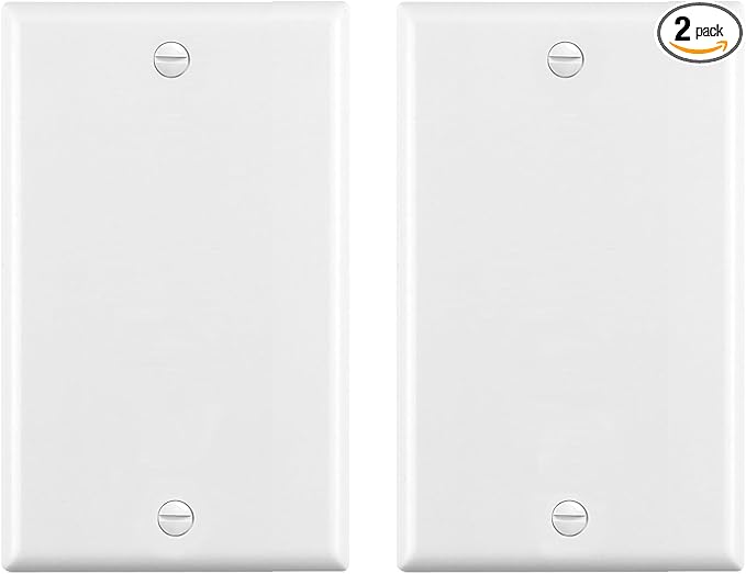 No Device Blank Wallplate,Standard Size 1-Gang 4.50" x 2.76",Smooth Face,Unbreakable Polycarbonate Thermoplastic,UL Listed,2-Pack