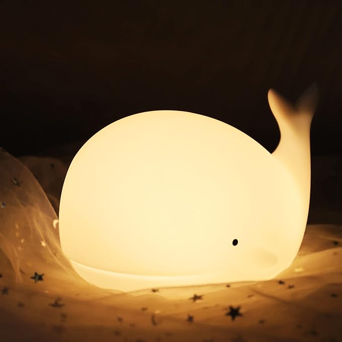 ZKLiLi Night Light for Kids Lamp, 16 Colors Lamp Cute, Dimmable Baby Night Lights for Nursery,Silicone Rechargeable Nightlight for Kids Room, Kawaii Room Decor (Whale)