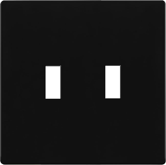 ENERLITES Screwless Double Toggle Switch Wall Plate, Child Safe Dual Light Switch Cover, Standard Size 2-Gang 4.68" x 4.73", Unbreakable Polycarbonate Thermoplastic, UL Listed, SI8812-BK, Glossy Black