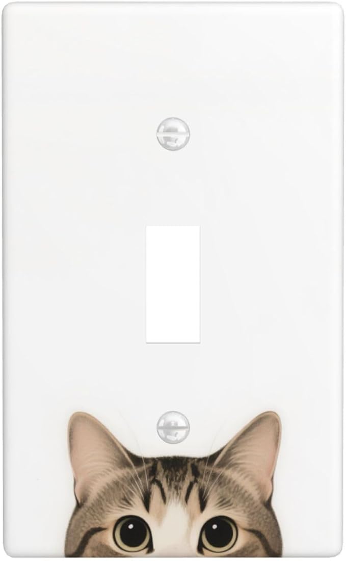 Cat Single Toggle Wall Plate Decorative 1 Gang Light Switch Covers Electrical Switchplate Home Decorate Faceplat for Bathroom Bedroom Kitchen Room 4.5 x 2.76 Inch