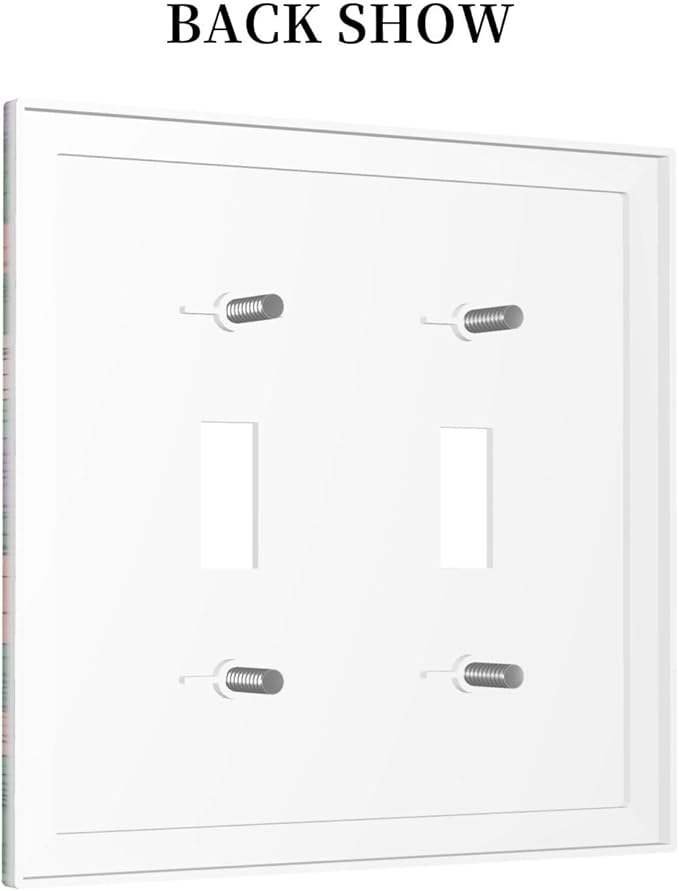 Decorative Switch Plates Funny Cute Cartoon Cat Floral Colorful Flower 2 Gang Double Toggle Outlet Light Switch Cover Wall Plate Electrical Faceplate For Kids Room Nursery Decor