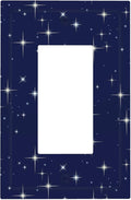 Starry Night Single Rocker Switch Cover - 1-Gang Standard US Size Celestial Sparkle Light Switch Covers, Midnight Galaxy Cosmic Glow for Bedroom & Nursery