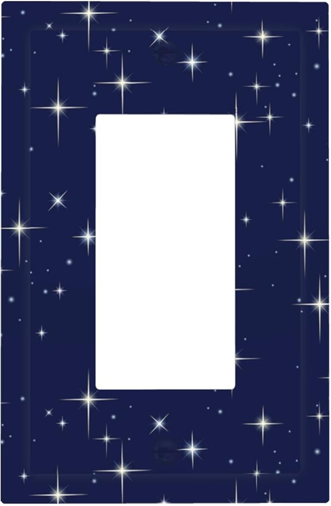 Starry Night Single Rocker Switch Cover - 1-Gang Standard US Size Celestial Sparkle Light Switch Covers, Midnight Galaxy Cosmic Glow for Bedroom & Nursery