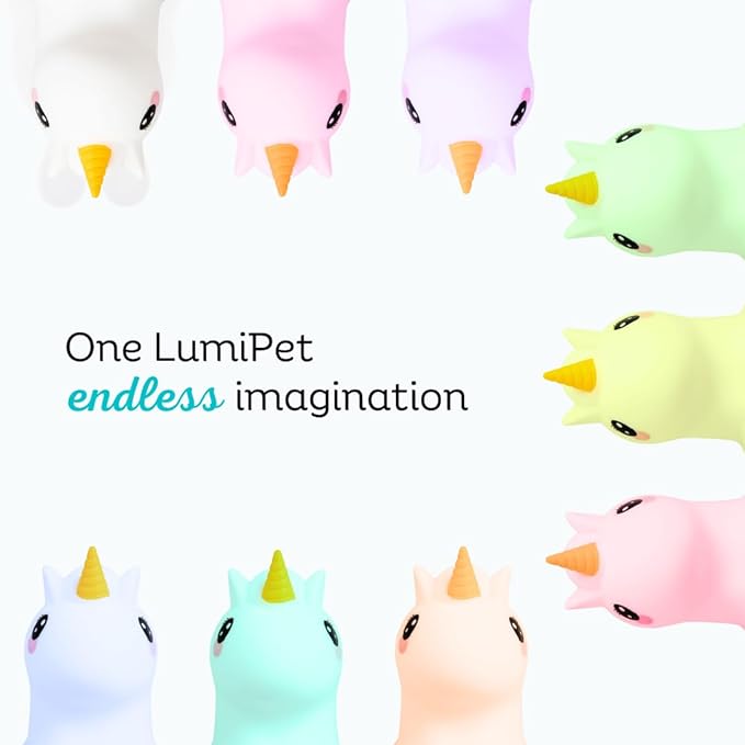 Lumipets Remote Control Silicone Night Light for Kids - Unicorn Design with 9 Soft Colors & Sleep Timer - Rechargeable, Battery-Operated Lamp for Bedroom | Baby Nursery, Toddler, Girls, Boys