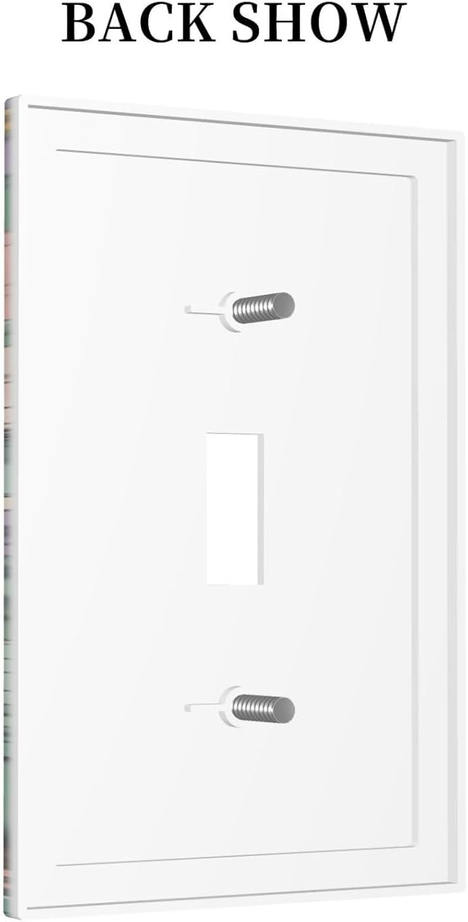 Decorative Light Switch Cover Funny Cute Cartoon Cat Floral Colorful Flower 1 Gang Single Toggle Device Electrical Faceplate Switchplates Decorator Outlet Wall Plate For Kids Room Nursery