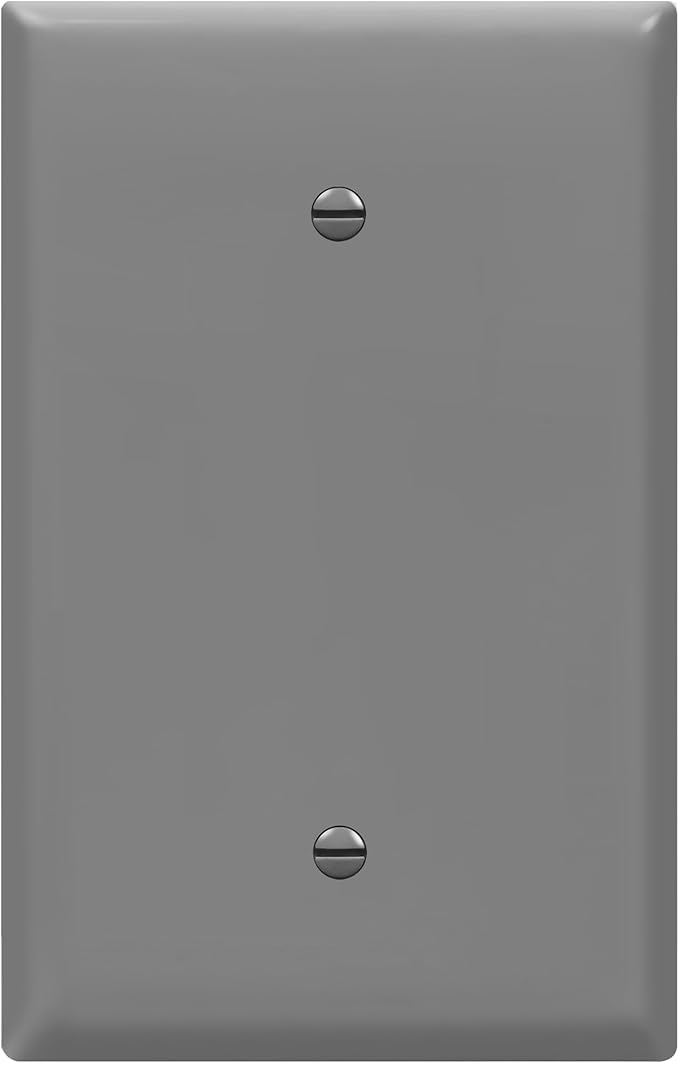 ENERLITES Blank Device Wall Plate, Jumbo Blank Cover, Gloss Finish, Oversized 1-Gang 5.5" x 3.5", Polycarbonate Thermoplastic, 8801O-GY, Gray