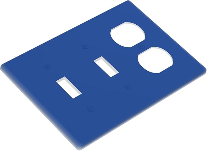 Decorative Royal Blue 3 Gang 2 Toggle 1 Duplex Combination Light Switch Covers, Navy Three Gang Triple Toggle Electrical Combo Toggle/Receptacle Outlet Switch Face Wall Plate Covers