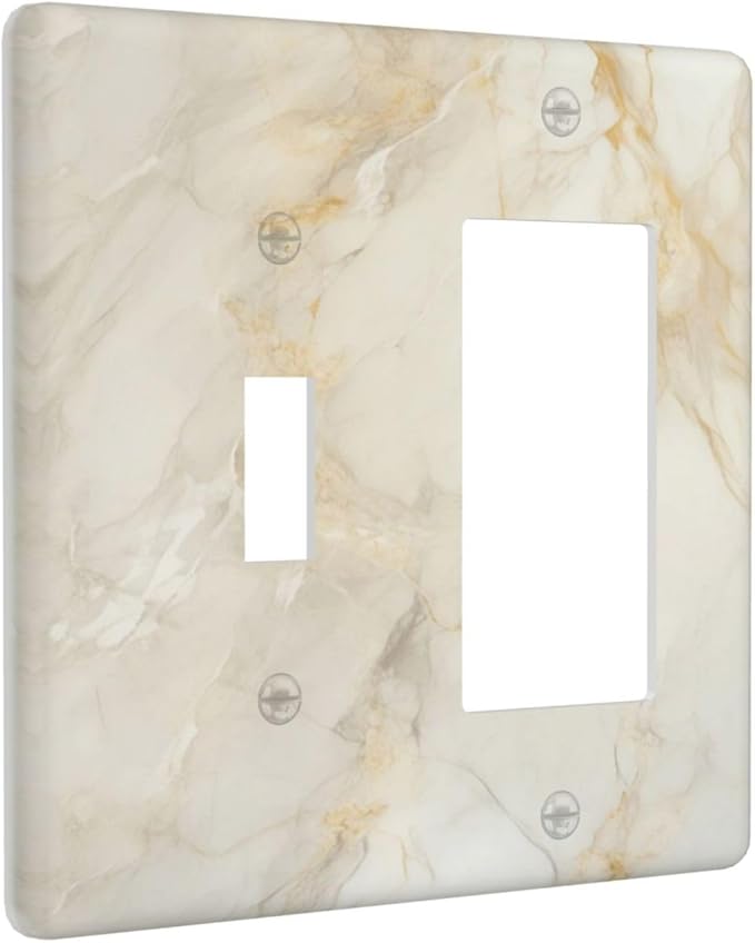 Outlet Covers Beige Gold Marble Abstraction Morden Art 2 Gang Combo Light Switch Cover Plate Toggle Rocker Wallplates Decorative Switch Plates and Outlet Covers for Kitchen Bathroom Decor