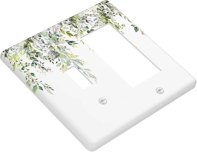 Outlet Covers Green Eucalyptus Leaves Floral Wildflower 1 Toggle 1 Rocker Combination Decorative Wall Plate Electrical Switch Plates Light Switch Cover Plate For Bed Room Living Room Decor