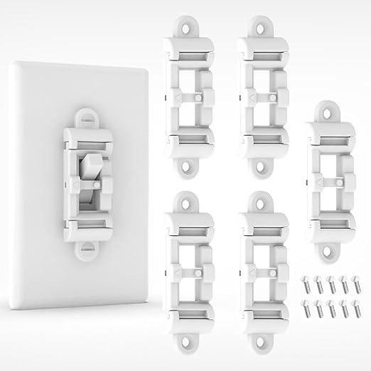 Child Proof Light Switch Cover Guard 5Pack - Unbreakable Toggle Switch Protector for Kids Safety, Smart Home & Security, 24/7 Protection,White