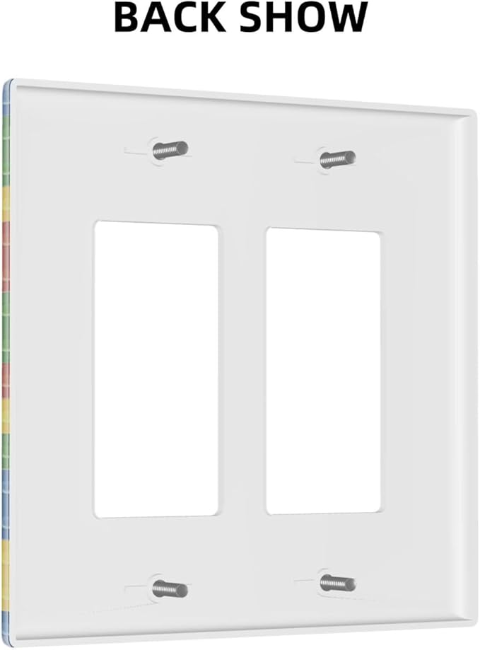 Outlet Covers Colorful Building Block 1 Gang Duplex Light Switch Cover Plate Decorative Wall Plates Electrical Switchplate Receptacle for Kids Room Home Decor（2 Pack）