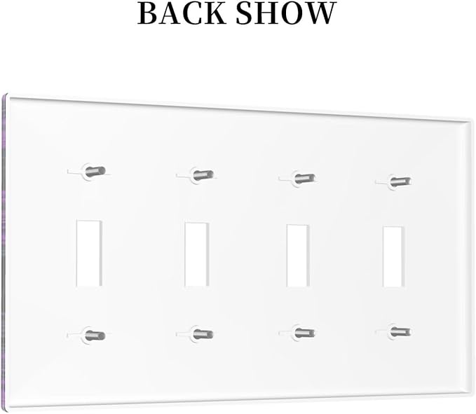 Light Switch Covers Gothic Style Crow Purple Flowers Quad Toggle 4 Gang Wall Plate Electrical Faceplate Decorative Switch Plates for Bedroom living Room Decor