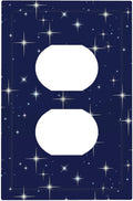 Starry Night Duplex Wall Plate - 1-Gang Standard US Size Celestial Sparkle Outlet Covers, Midnight Galaxy Cosmic Glow for Bedroom & Nursery